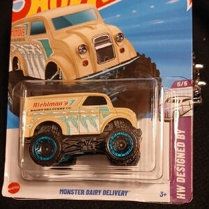 Hot Wheels Monster Dairy Delivery Hot Wheels Car - Cream and Blue